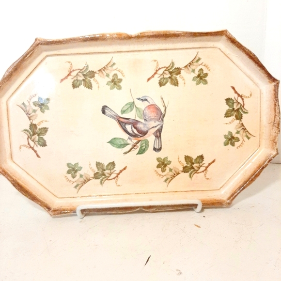 Florentine Tray with Birds and Foliage - Picture 1 of 3